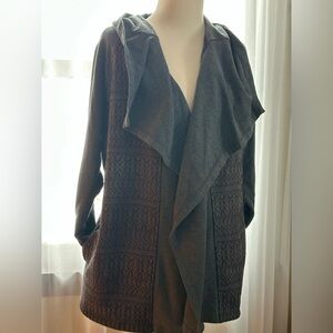 LL Bean Women's Dark Gray Open Front Sweater/Sweatshirt w/ hood.